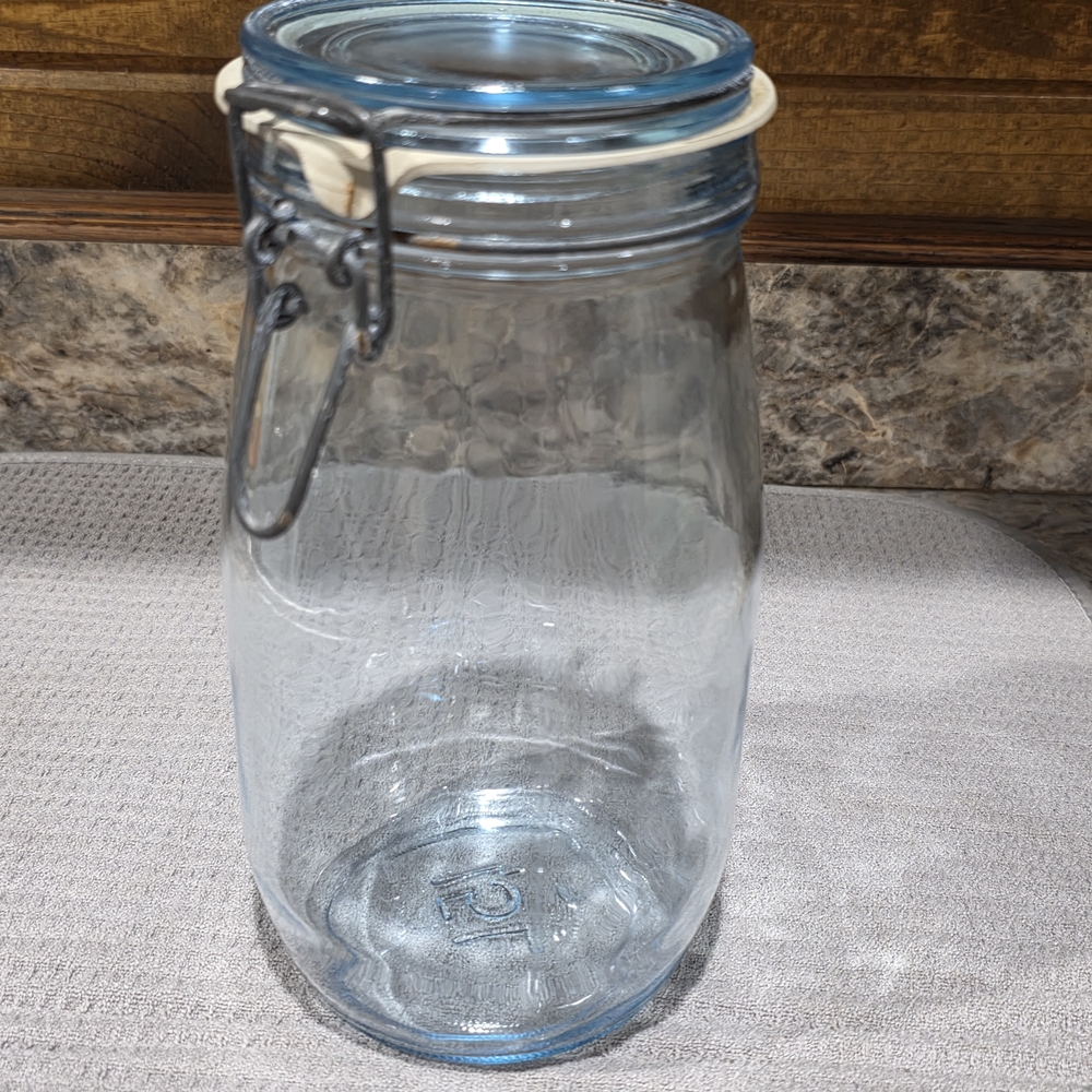 Clear Glass Storage Jar with Metal Clamp